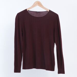 Lafayette 148 Pullover Sweater Womens Medium Burgundy Wool Crewneck Long Sleeves